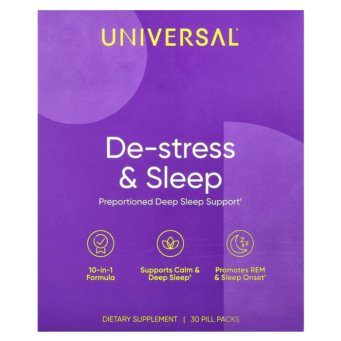 UNIVERSAL DE-STRESS & SLEEP MULTIVITAMIN Ashwagandha & Theanıne & Valerıan Root & Melatonın 30 Pıll Packs